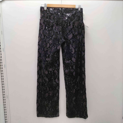 ザラ ZARA スパンコール アニマル レオパード ベルベット ベロア ストレート パンツ レディース 36