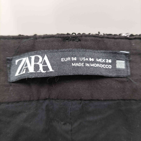 ザラ ZARA スパンコール アニマル レオパード ベルベット ベロア ストレート パンツ レディース 36