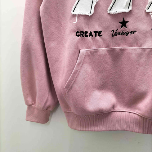 CREATETRUTH 777 刺繍 パッチワーク プルオーバー パーカー レディース import:M