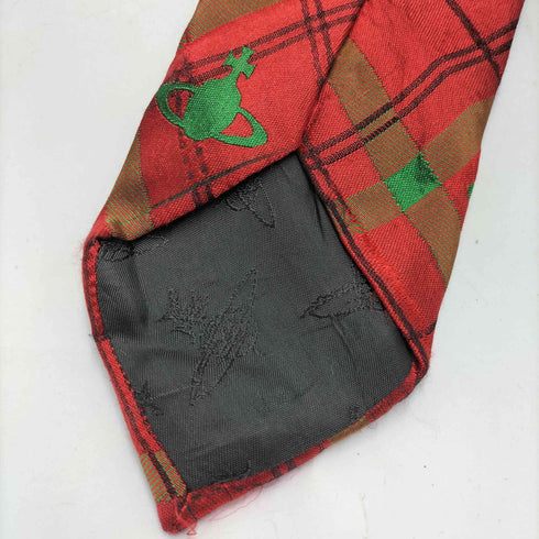 ヴィヴィアンウエストウッド Vivienne Westwood イタリア製 オーブ刺繍 チェック柄 シルク100% ネクタイ メンズ