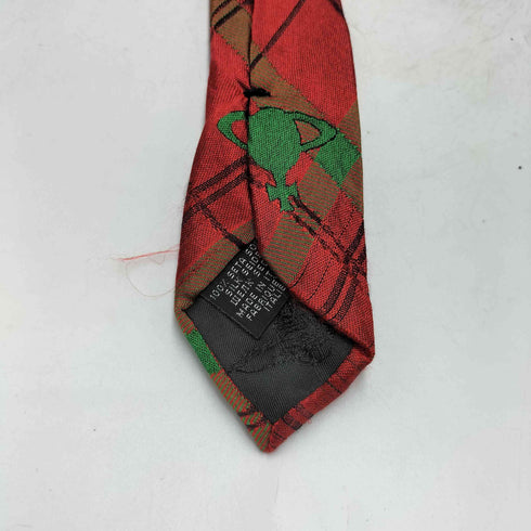ヴィヴィアンウエストウッド Vivienne Westwood イタリア製 オーブ刺繍 チェック柄 シルク100% ネクタイ メンズ