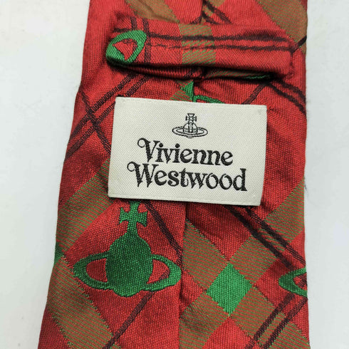 ヴィヴィアンウエストウッド Vivienne Westwood イタリア製 オーブ刺繍 チェック柄 シルク100% ネクタイ メンズ
