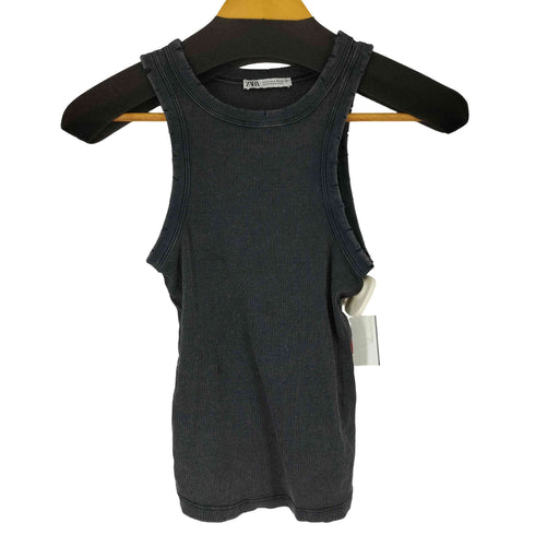 ザラ ZARA ダメージ加工 リブタンクトップ レディース import:S