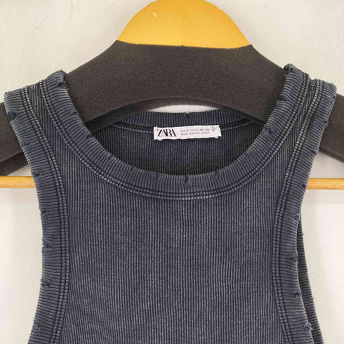ザラ ZARA ダメージ加工 リブタンクトップ レディース import:S