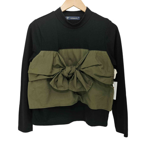 アズノゥアズ AS KNOW AS 異素材 リボン ドッキング モックネック L/S Tシャツ レディース