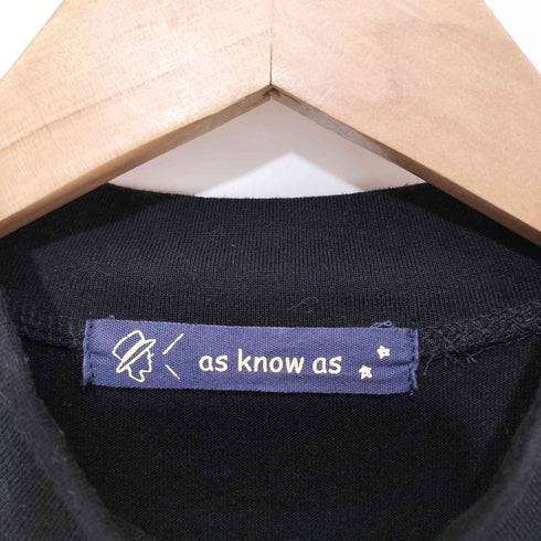アズノゥアズ AS KNOW AS 異素材 リボン ドッキング モックネック L/S Tシャツ レディース
