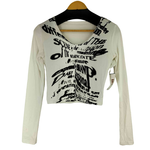 英字プリント L/S クロップドカットソー レディース