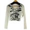 英字プリント L/S クロップドカットソー レディース