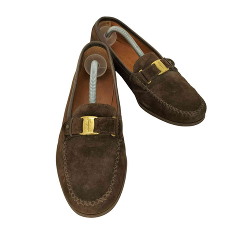 サルヴァトーレフェラガモ Salvatore Ferragamo スエード ヴァラ ビット ローファー レディース 6 1/2