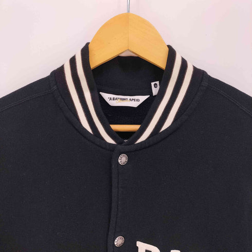 アベイシングエイプ A BATHING APE 00S APE NEVER APE 背面刺繍 丸ポケ スウェット地 スタジアムジャンパー スタジャン メンズ import:L