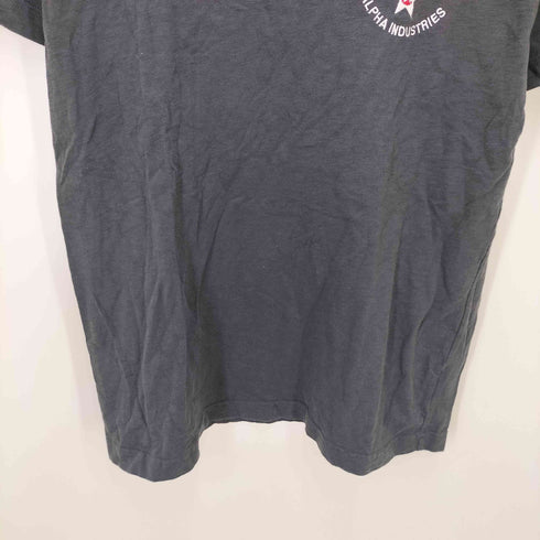 アルファインダストリーズ ALPHA INDUSTRIES 袖ジップ 刺繍ロゴ クルーネック S/S Tシャツ メンズ import:XL