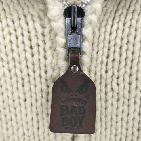 バッドボーイ BADBOY 90-00S ロゴ刻印 レザーパッチ カウチンニット メンズ JPN:L