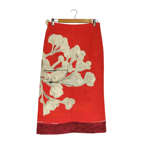 ザラ ZARA リネン混 花 スリットタイトスカート レディース JPN:M