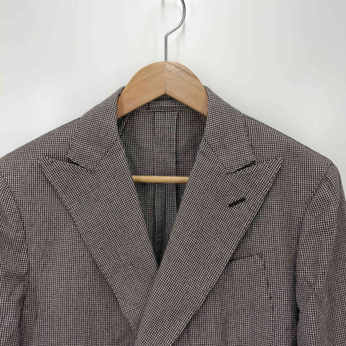 ラルディー二 LARDINI イタリア製 千鳥格子 ウール ダブルテーラードジャケット メンズ EUR:46