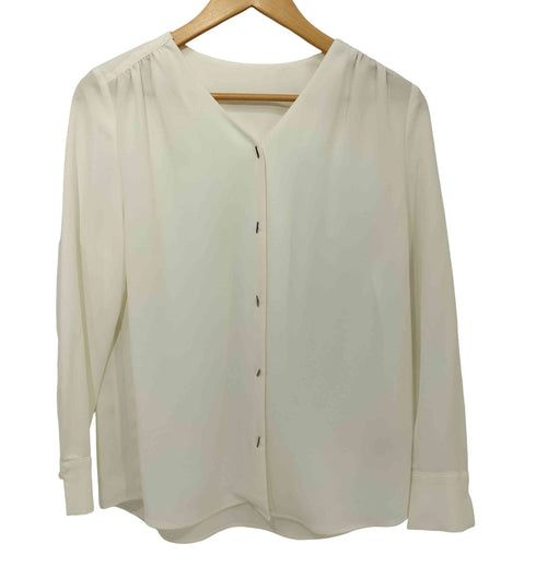 ユナイテッドアローズグリーンレーベルリラクシング UNITED ARROWS green label relaxing スティックボタン Vネック ブラウス レディース