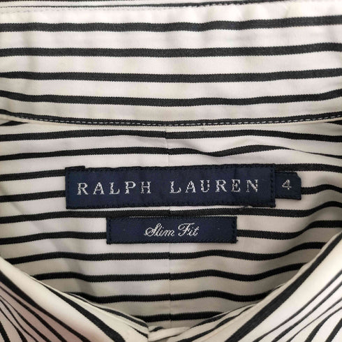 ラルフローレン RALPH LAUREN Slim Fit ポニー刺繍 ストライプ 長袖 シャツ レディース 4
