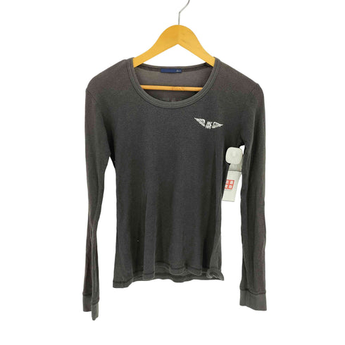 アヴィレックス AVIREX 背面SKYINS ADTプリント サーマル クルーネック 長袖 Tシャツ 短丈 レディース