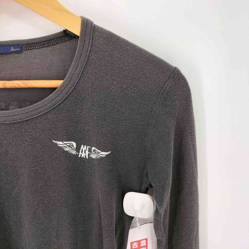 アヴィレックス AVIREX 背面SKYINS ADTプリント サーマル クルーネック 長袖 Tシャツ 短丈 レディース