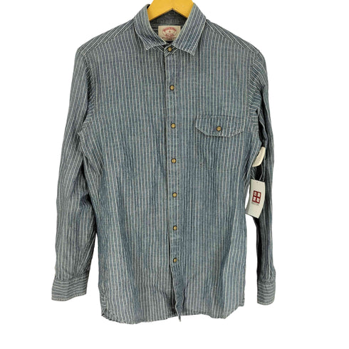 ブルックスブラザーズ BROOKS BROTHERS リネンコットン ストライプ スナップボタン L/S レギュラーカラーシャツ メンズ import:S