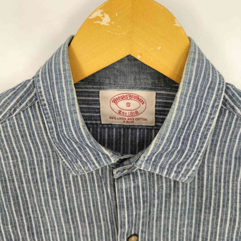 ブルックスブラザーズ BROOKS BROTHERS リネンコットン ストライプ スナップボタン L/S レギュラーカラーシャツ メンズ import:S
