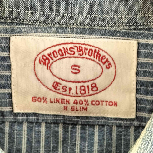 ブルックスブラザーズ BROOKS BROTHERS リネンコットン ストライプ スナップボタン L/S レギュラーカラーシャツ メンズ import:S