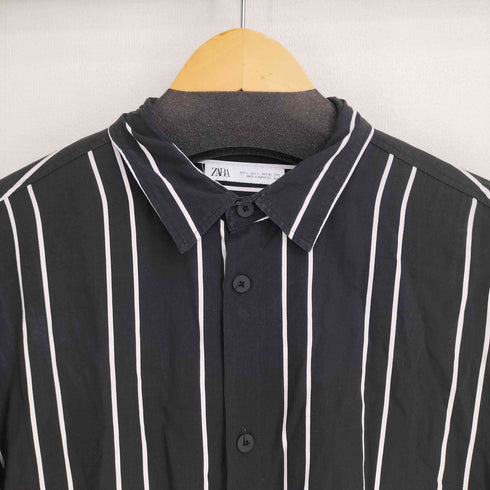 ザラ ZARA レーヨン100 ストライプ S/S シャツ メンズ import:L