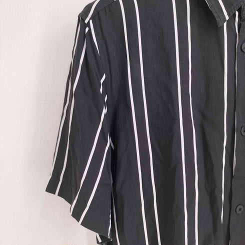 ザラ ZARA レーヨン100 ストライプ S/S シャツ メンズ import:L