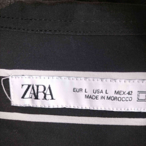 ザラ ZARA レーヨン100 ストライプ S/S シャツ メンズ import:L