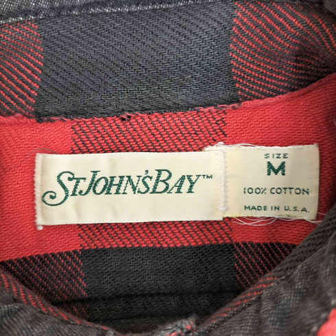 セントジョンズベイ STJOHNS BAY 80-90s USA製 バッファローチェック 後付け エルボーパッチ ネルシャツ メンズ import:M