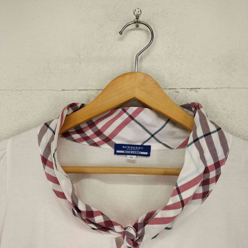バーバリーブルーレーベル BURBERRY BLUE LABEL 襟ノバチェック ボウタイ S/S フレンチスリーブ ブラウス レディース JPN:38