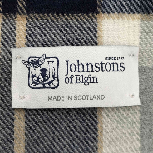 ジョンストンズオブエルガン johnstons of elgin スコットランド製 ウール チェックマフラー メンズ 180×35