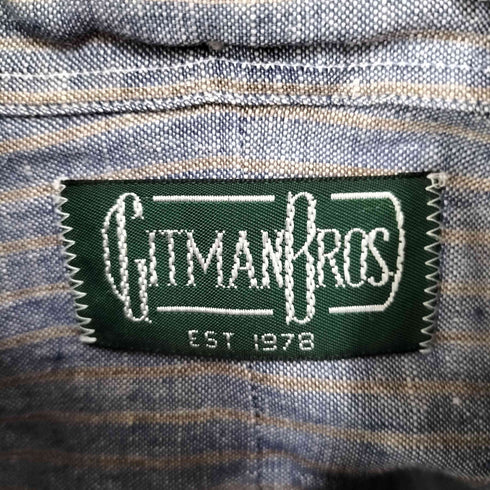 ギットマンブラザーズ GITMAN BROS. 90S USA製 リネン100% ストライプ ボタンダウンシャツ メンズ import:M