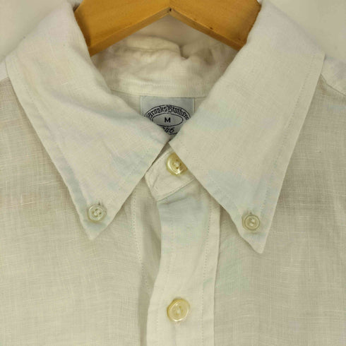 ブルックスブラザーズ 346 BROOKS BROTHERS SLIM FIT リネン100% ボタンダウンシャツ メンズ import:M