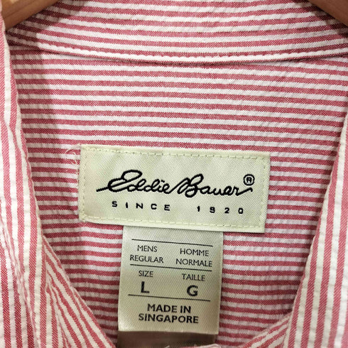 エディーバウアー Eddie Bauer キャンディストライプ シアサッカー ボタンダウン シャツ メンズ import:L