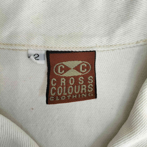 クロスカラーズ CROSS COLOURS USA製 ロゴ刺繍 金ボタン オーバーサイズ デニムジャケット メンズ 2