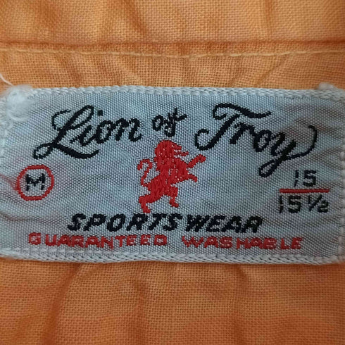 LION of TROY 50-60S TAPRED BODY プルオーバー 半袖 ボタンダウンシャツ メンズ 15 1/2