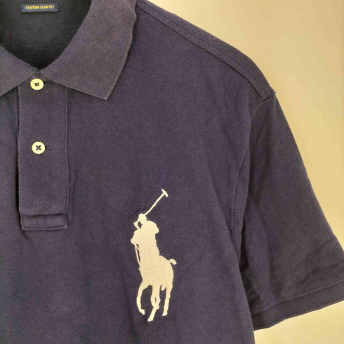 ポロラルフローレン POLO RALPH LAUREN CUSTOM SLIM FIT 鹿の子 ビッグポニー刺繍 ポロシャツ メンズ import:L