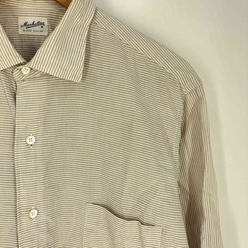 マンハッタン Manhattan 50S BLAKE COLLAR ボーダー ポケットシャツ メンズ 15 1/2