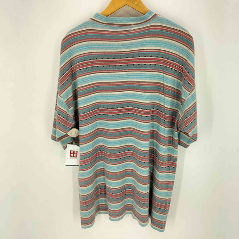 クイックシルバー Quiksilver 90s ロゴ刺繍 マルチボーダー モックネック Tシャツ メンズ