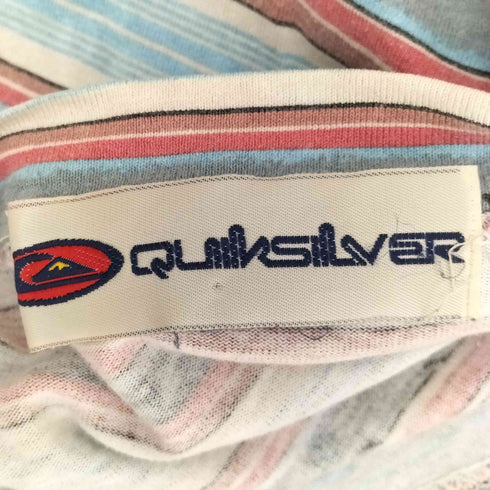 クイックシルバー Quiksilver 90s ロゴ刺繍 マルチボーダー モックネック Tシャツ メンズ