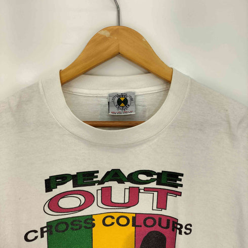 クロスカラーズ CROSS COLOURS PEACE OUT ラスタカラー ハンドサイン クルーネック Tシャツ シングルステッチ メンズ