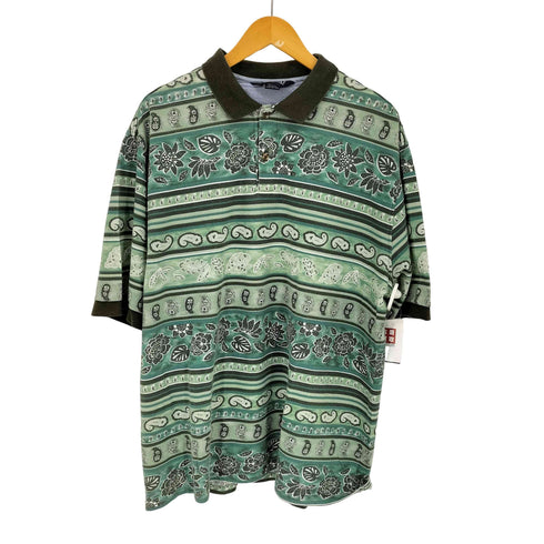 ランズエンド LANDS END 90s USA製 ペイズリー リーフ マルチボーダー メンズ import:L