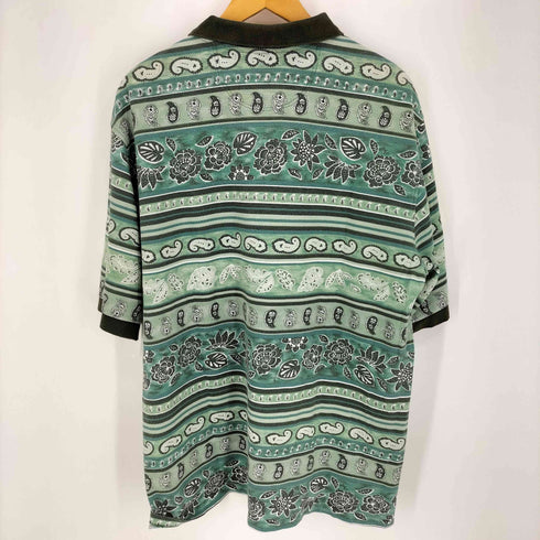 ランズエンド LANDS END 90s USA製 ペイズリー リーフ マルチボーダー メンズ import:L