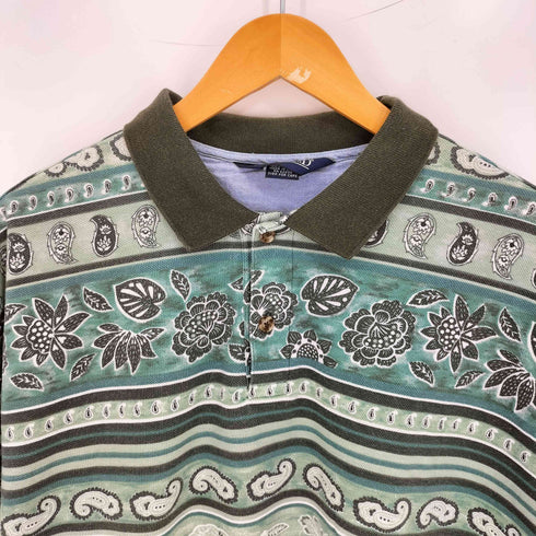 ランズエンド LANDS END 90s USA製 ペイズリー リーフ マルチボーダー メンズ import:L