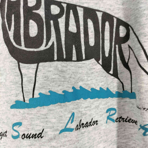 ヘインズ Hanes 90-2000S USA製 袖シングル LABRADOR 犬 プリント クルーネックTシャツ メンズ import:XL
