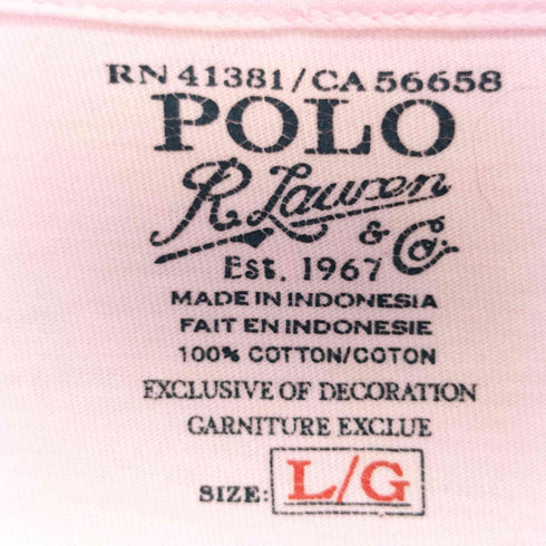 ポロラルフローレン POLO RALPH LAUREN ポニー刺繍 プレーンTシャツ レディース JPN:L
