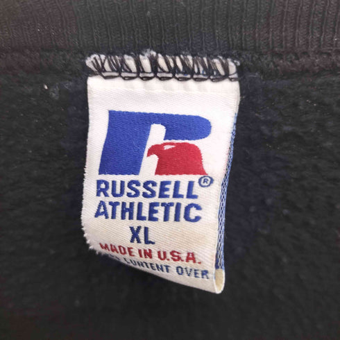 90S RUSSELLボディ USA製 PowerPlay ガジェット 企業ロゴ 両面 プリント 前Vガゼット クルーネック スウェット メンズ import:XL