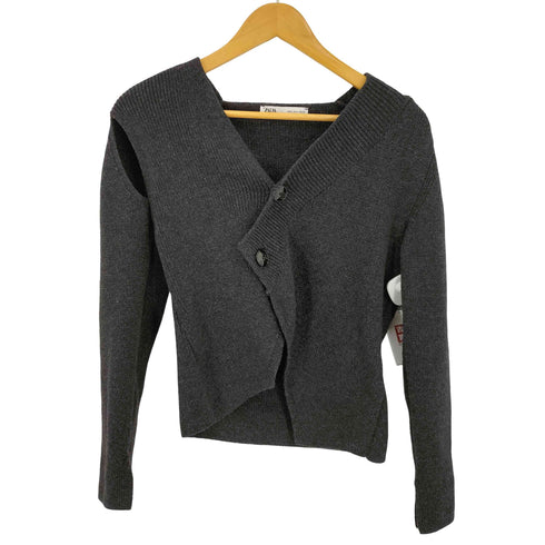 ザラ ZARA ウール混 アシンメトリー ボタン カーディガン レディース import:S