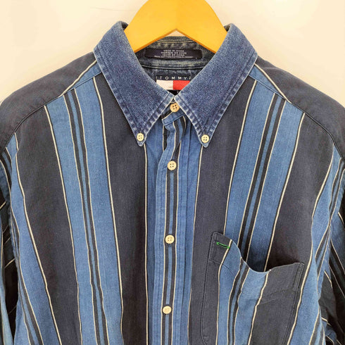 トミーヒルフィガー TOMMY HILFIGER 90s ストライプ ボタンダウンシャツ メンズ import:L