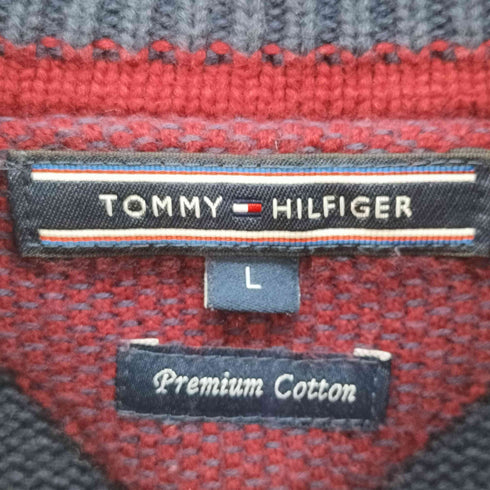 トミーヒルフィガー TOMMY HILFIGER エンブレム刺繍 コットン ドライバーズニット メンズ import:L
